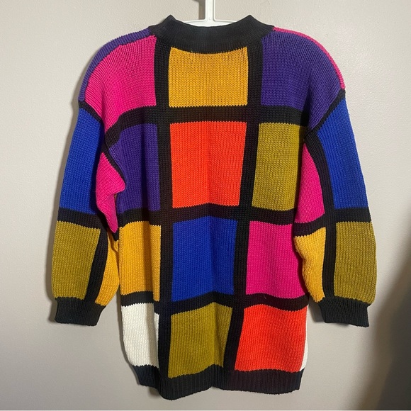 Express Tricot Vintage Color block Sweater Oversized small - Picture 3 of 6
